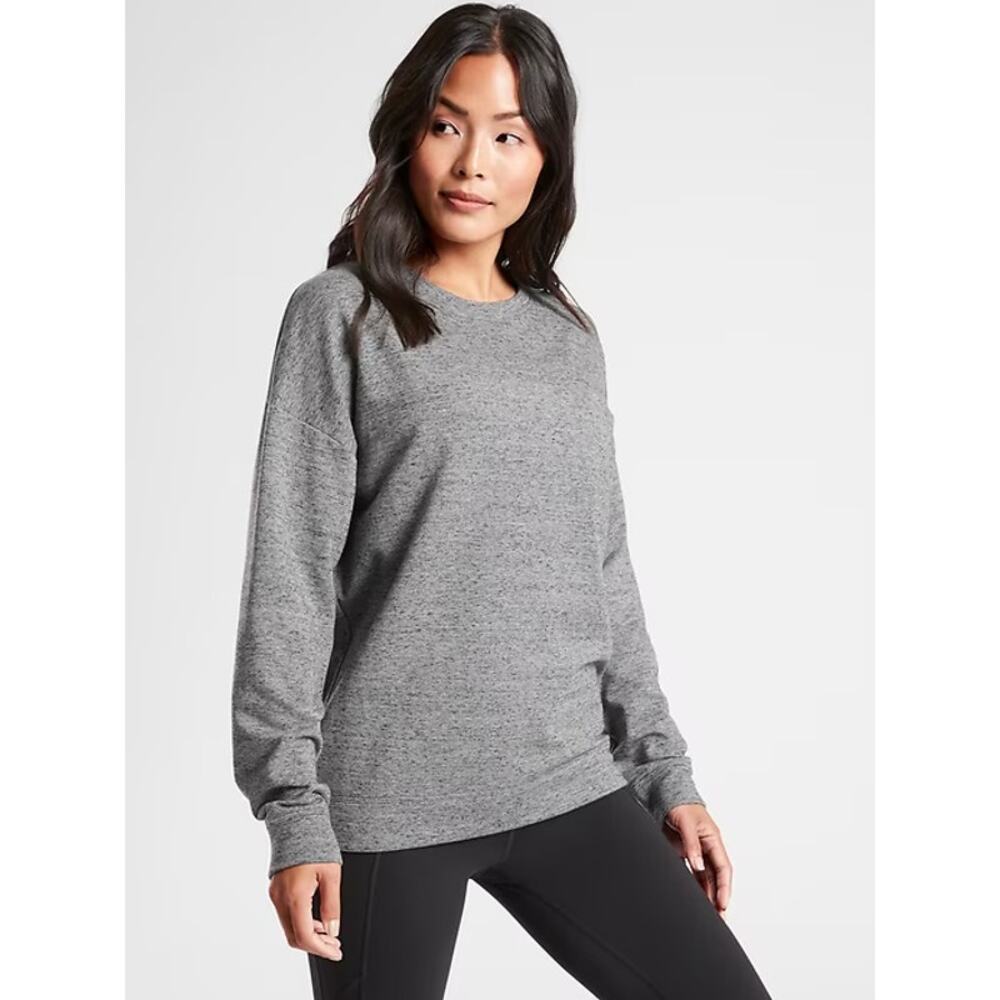 ATHLETA PURE‎ LUXE SWEATSHIRT Grey Size Small Long Sleeve Pullover Casual Comfy